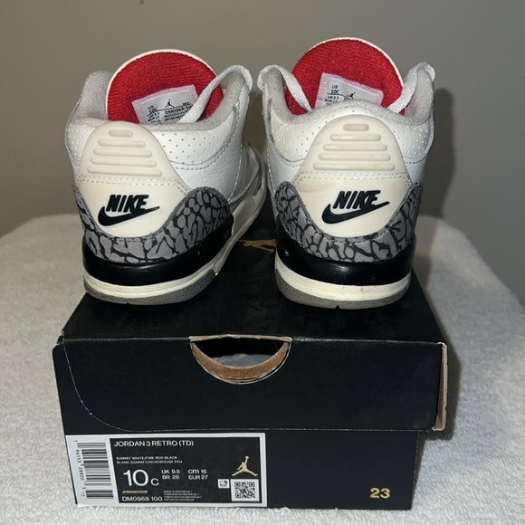 TD Jordan 3 Retro White/Cement Size 10c - Picture 4 of 7
